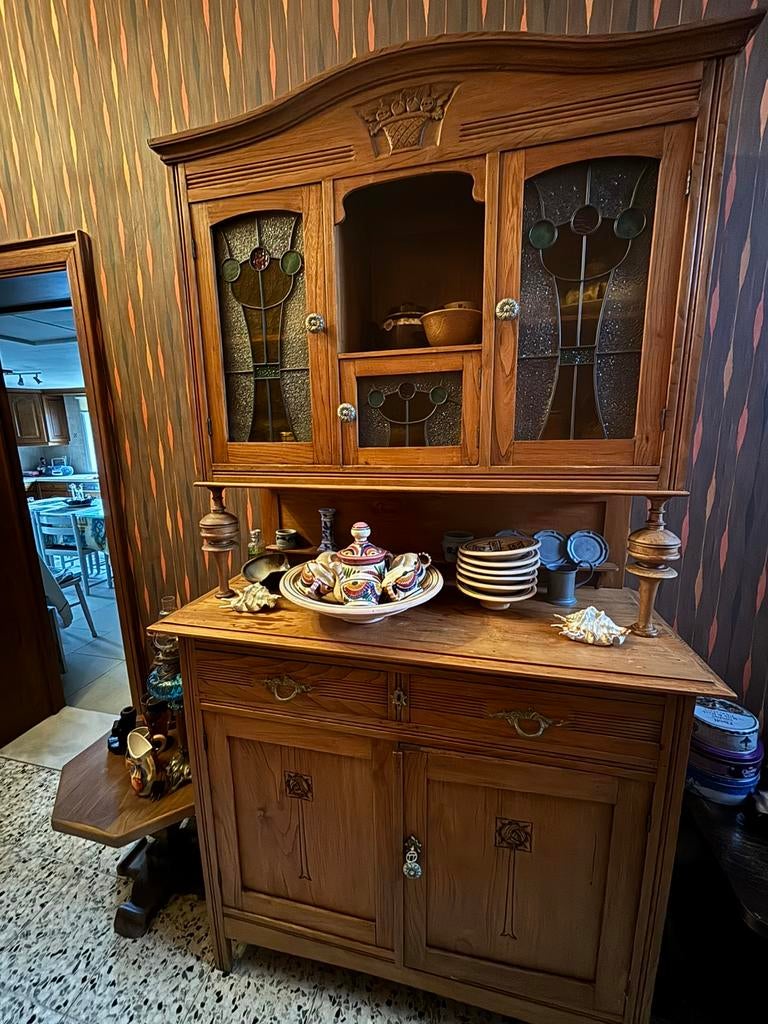 buffetkast, met glas in lood raampjes, Antiek en Kunst, Ophalen