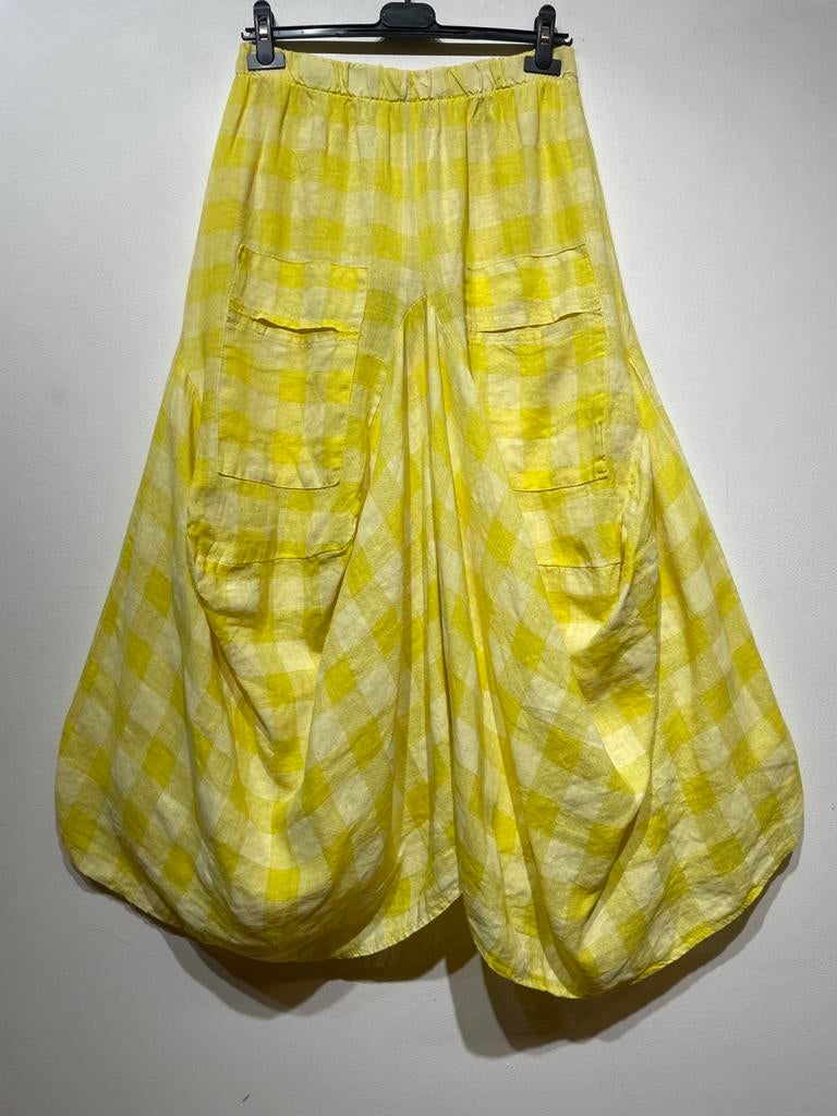 Rok van 100% LINNEN - Vichy-stijl, Kleding | Dames, Verzenden, Nieuw, Maat 42/44 (L), Geel