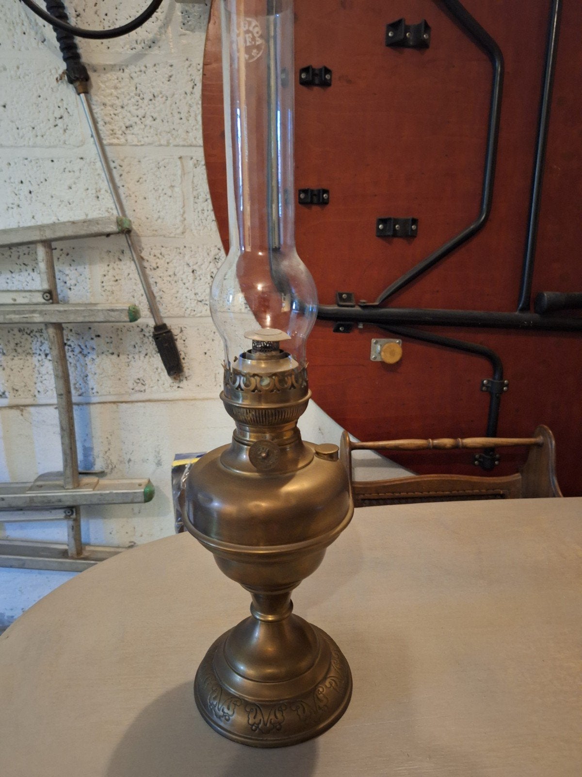 Oude petroleum lamp, Ophalen, Glas