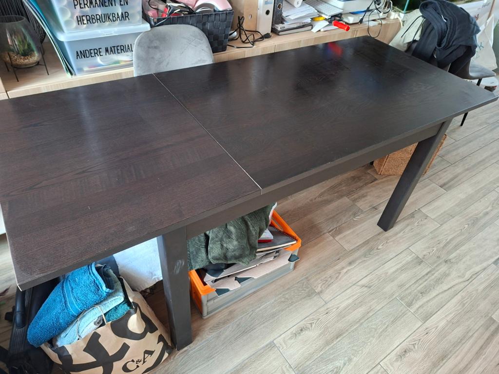 Uitschuifbare eettafel donkerbruin/zwart (130-190 cm), Maison & Meubles, Tables | Tables à manger, Utilisé, 50 à 100 cm, 150 à 200 cm