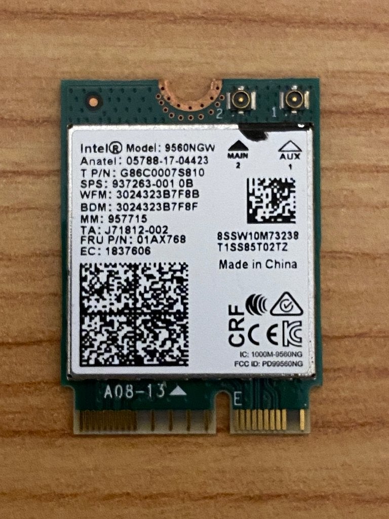 Carte WiFi Intel 9560NGW AC + BT 5.1 Laptop, Informatique & Logiciels, Cartes réseau, Utilisé, Interne, Enlèvement ou Envoi