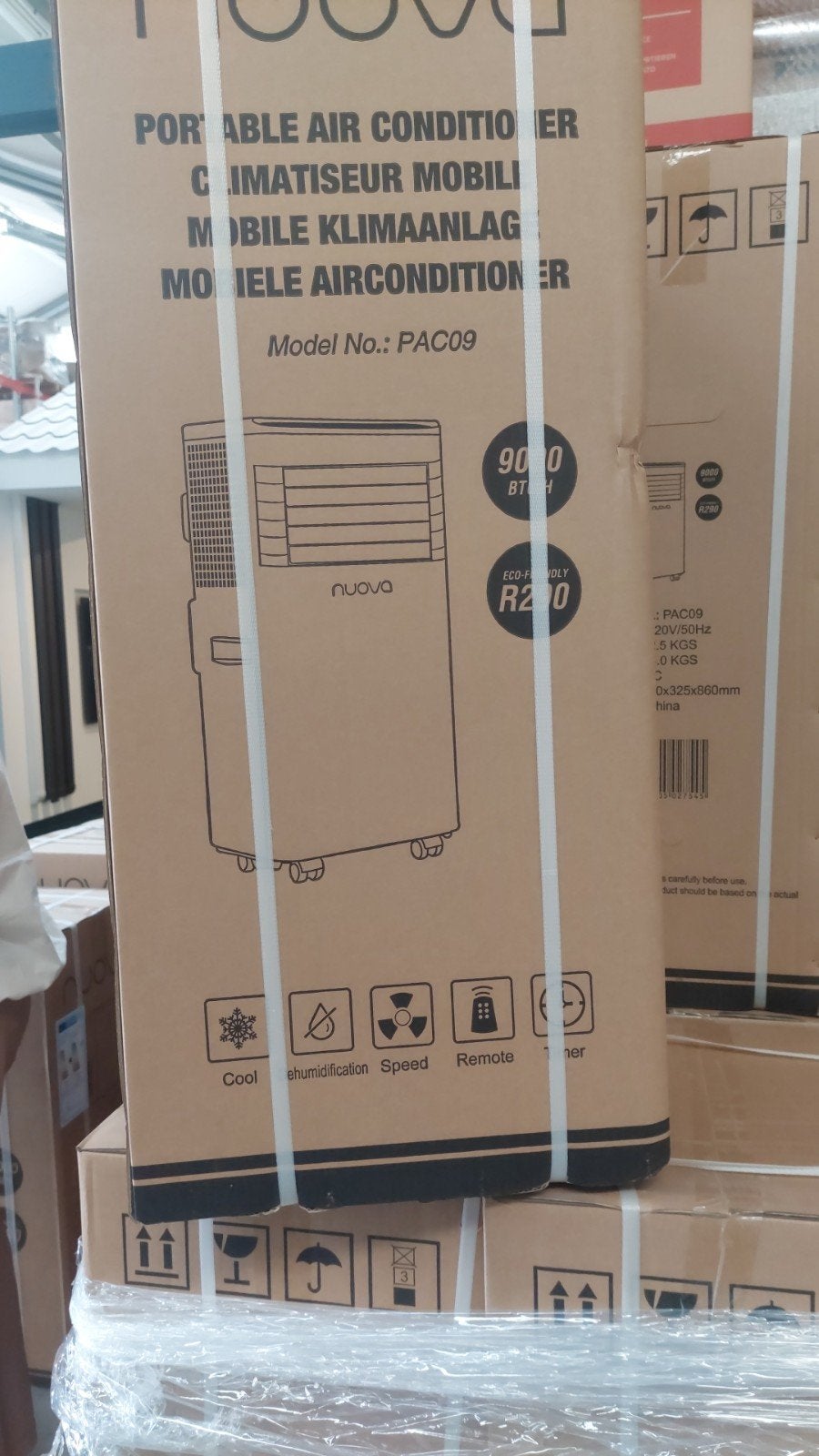 1 Nieuwe Nuova PAC09 Mobiele Airco 9000 BTU | Nieuw in doos, Ophalen, Nieuw, 3 snelheden of meer, Koelen en Ontvochtigen