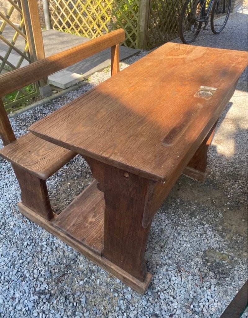 Bureau d'écolier en bois, Bureau d'écolier, Enlèvement, 75 cm, Bois