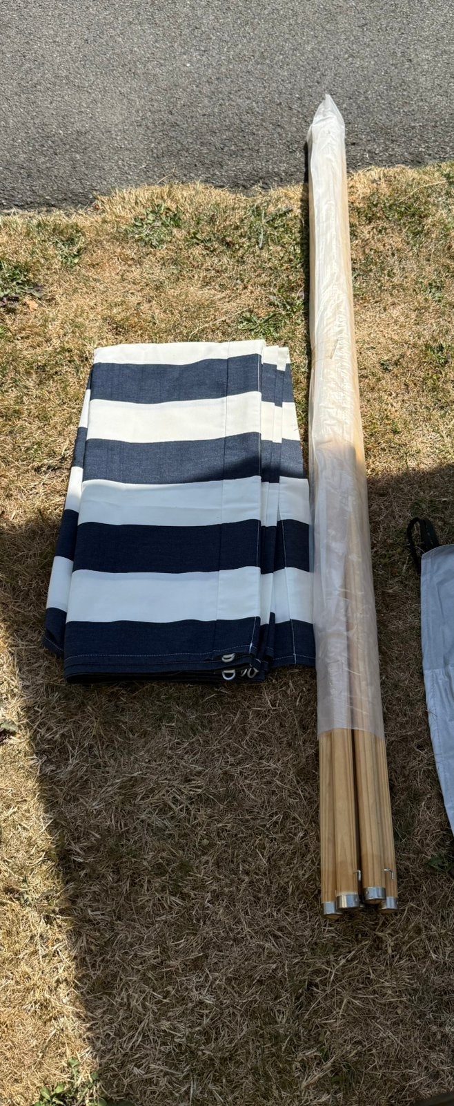 Pare-vent pour plage ou camping bleu et blanc 6m new, Enlèvement, Comme neuf