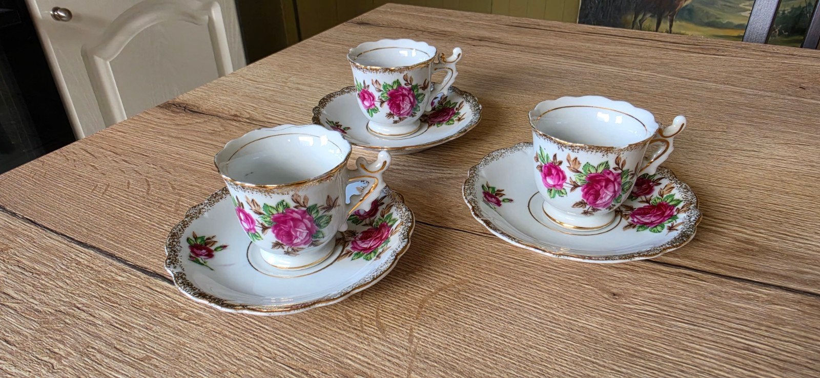 Set van 3 espresso of mokka kopjes met schoteltjes, Antiek en Kunst, Ophalen
