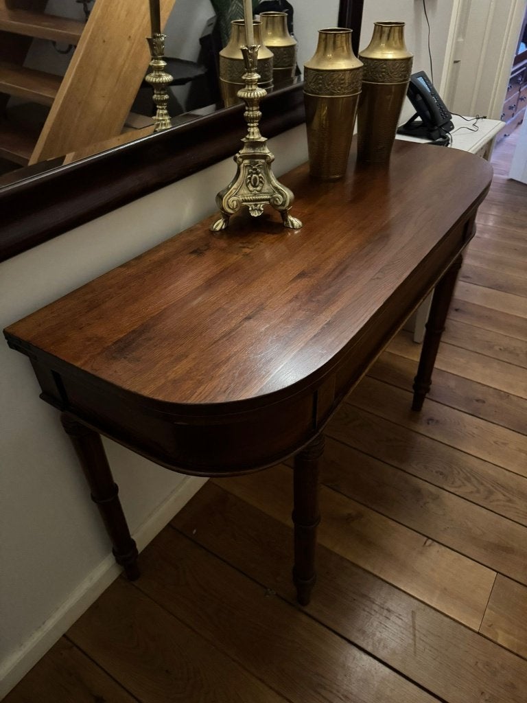 EIKEN SIDETABLE opklapbaar tot eettafel WANDTAFEL EICHHOLTZ, Antiek en Kunst, Ophalen