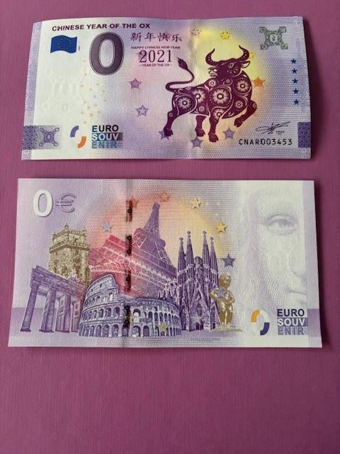 €0 souvenirticket Chinees jaar van de Os, Ophalen of Verzenden, Overige landen, Los biljet