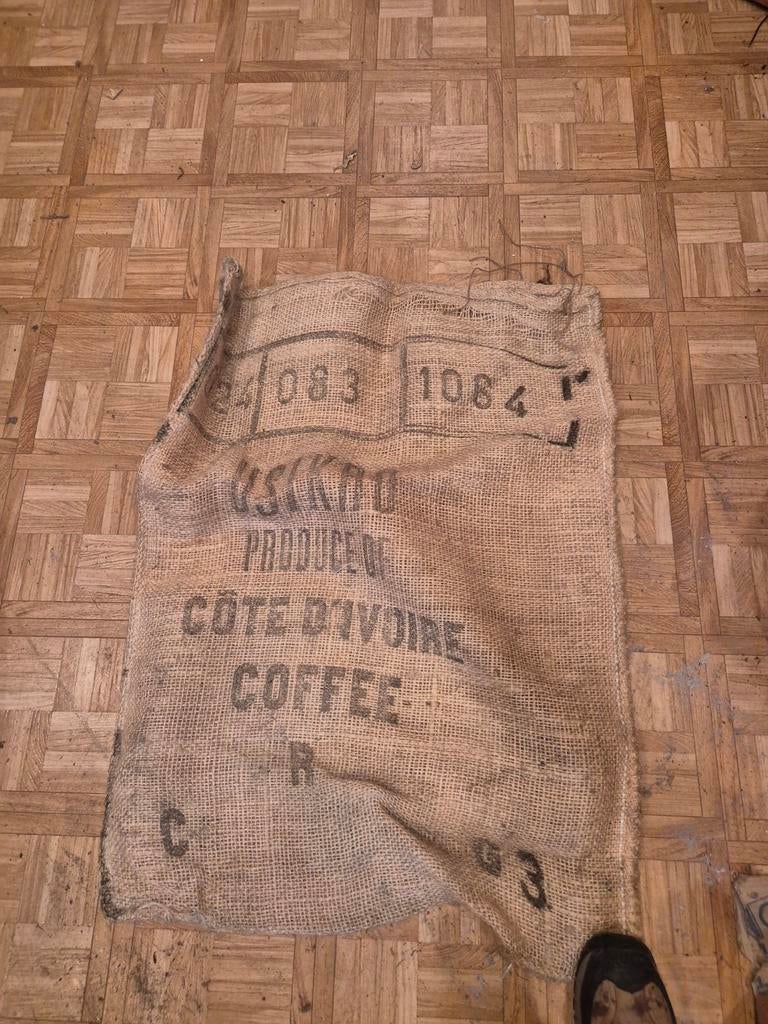 Vintage jute koffiezak Côte d’Ivoire – decoratief, Enlèvement