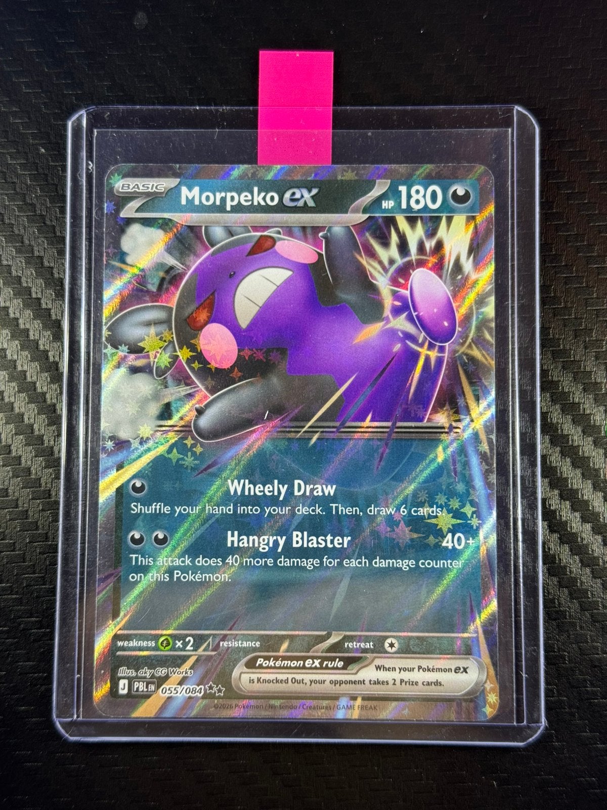 Morpeko Ex |Double Rare|Holo | Noir absolu | 2026| #055 /084, Envoi, Neuf, Cartes en vrac