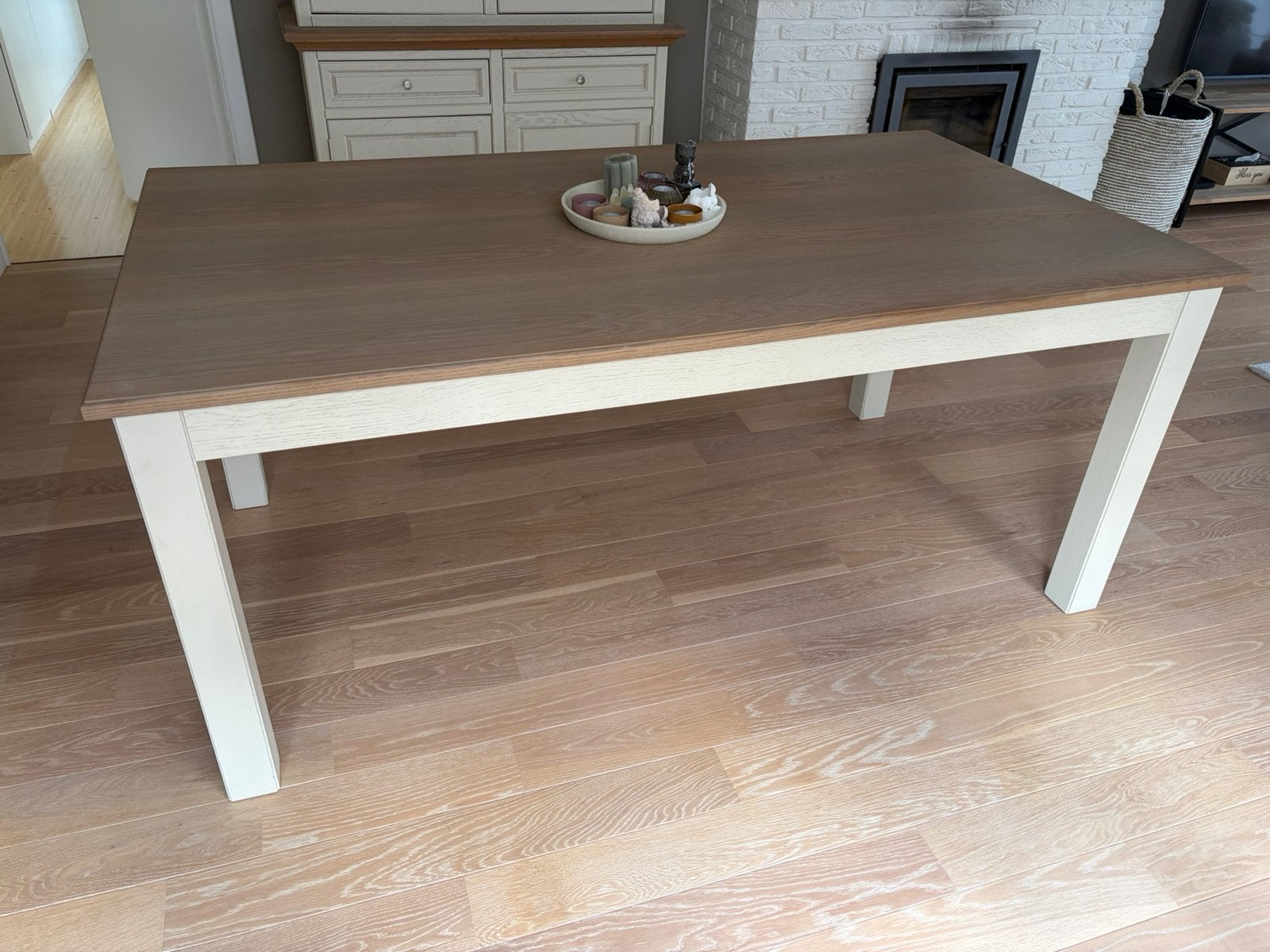 Eettafel in massief eik met verlengstuk, Enlèvement, Comme neuf, Chêne