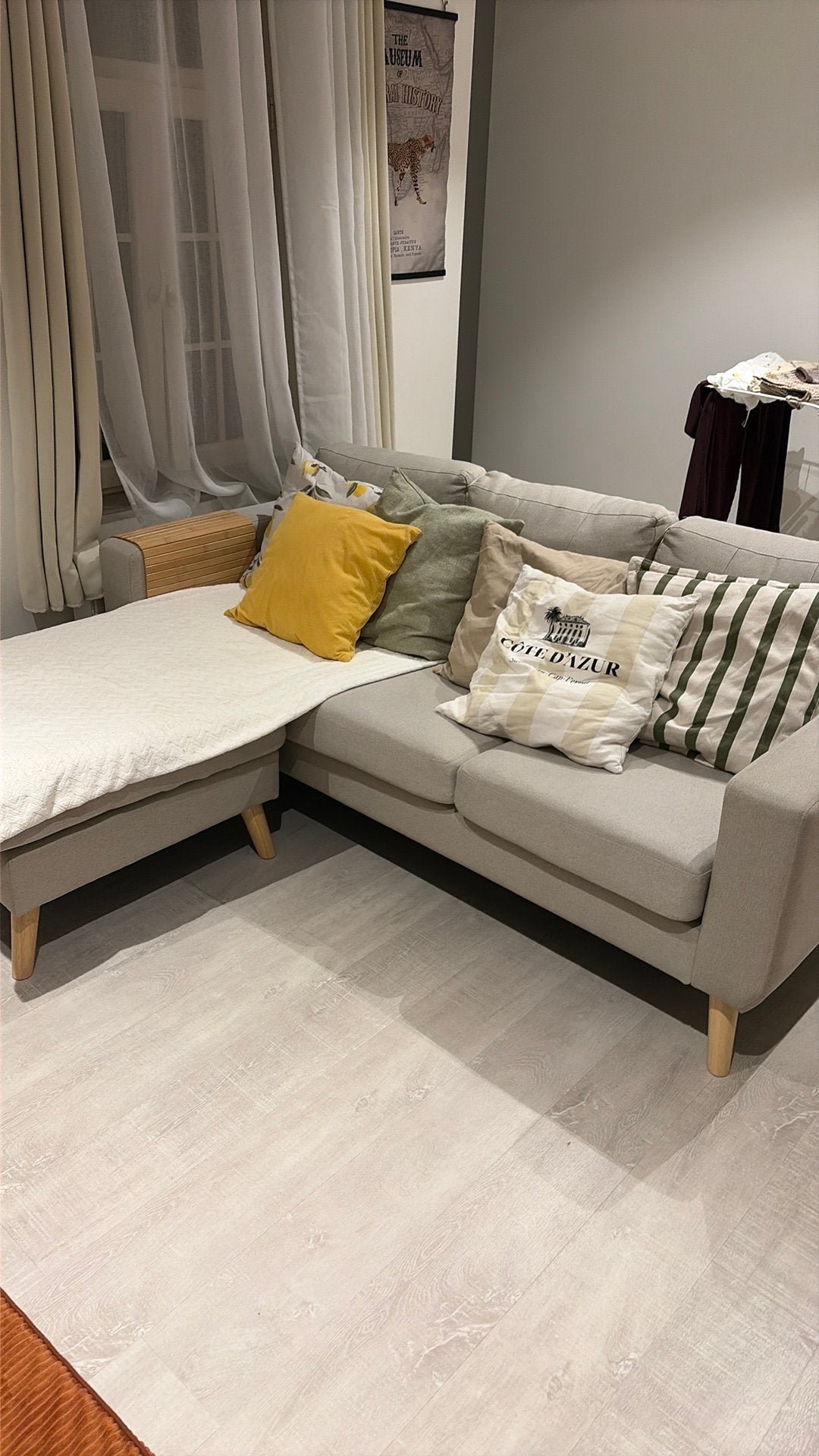 Canapé d'angle scandinave — beige, avec méridienne, Enlèvement, Comme neuf, Bois