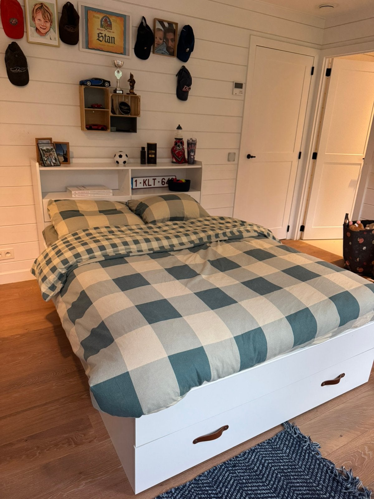 Twijfelaar bed met veel opbergruimte, Huis en Inrichting, Slaapkamer | Bedden, Ophalen, Gebruikt, Wit, Twijfelaar