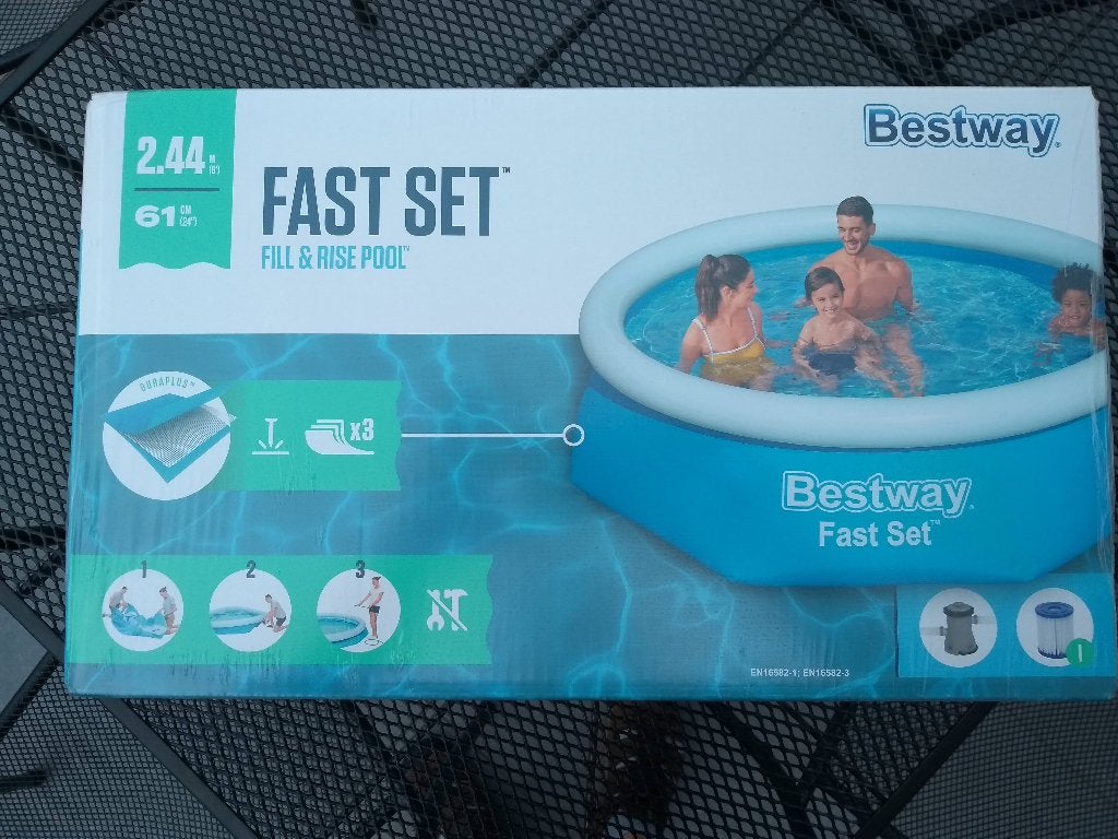 Zwembad Bestway Fast Set met filterpomp Ø244 x 66 cm nieuw, Tuin en Terras, Ophalen, Rond, Nieuw, Opzetzwembad