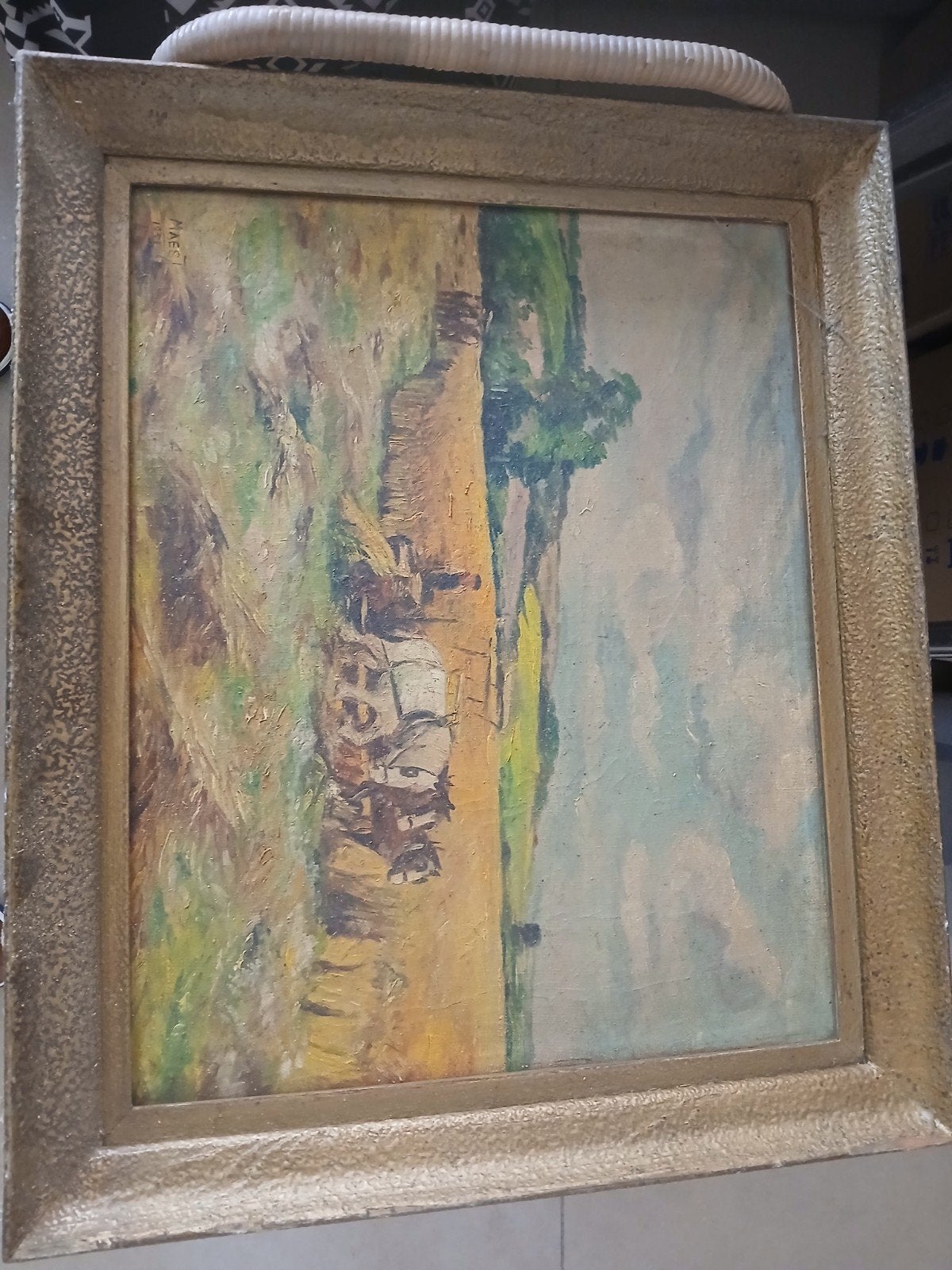 schilderij van Maes J 1951, Antiek en Kunst, Ophalen, Doek, Realistisch, Gesigneerd