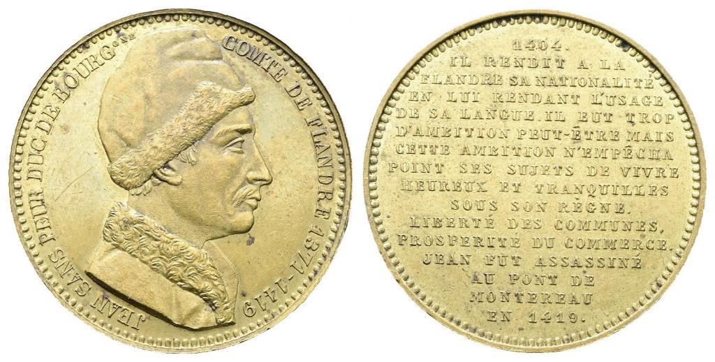 Médaille, Jean sans Peur 1848-1850, graveur Adolphe Jouvenel, Envoi, Bronze