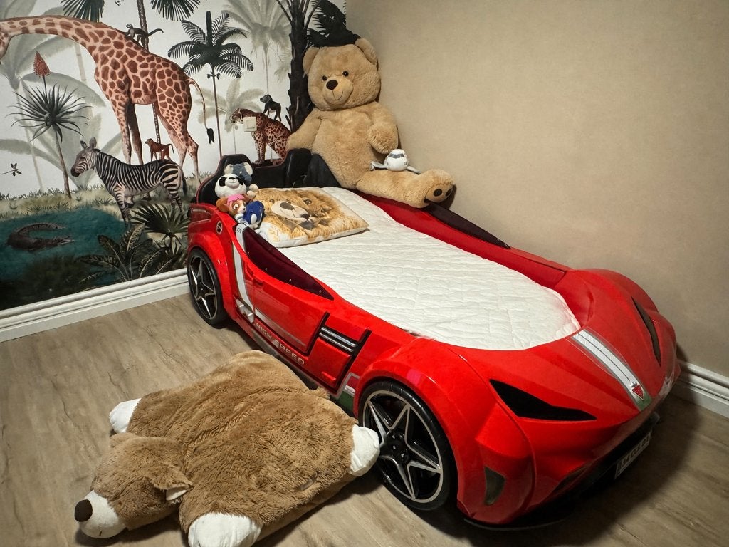 Lit de voiture GTE Sport rouge - Matelas inclus, Matelas, Enlèvement, 180 cm ou plus, 85 à 100 cm
