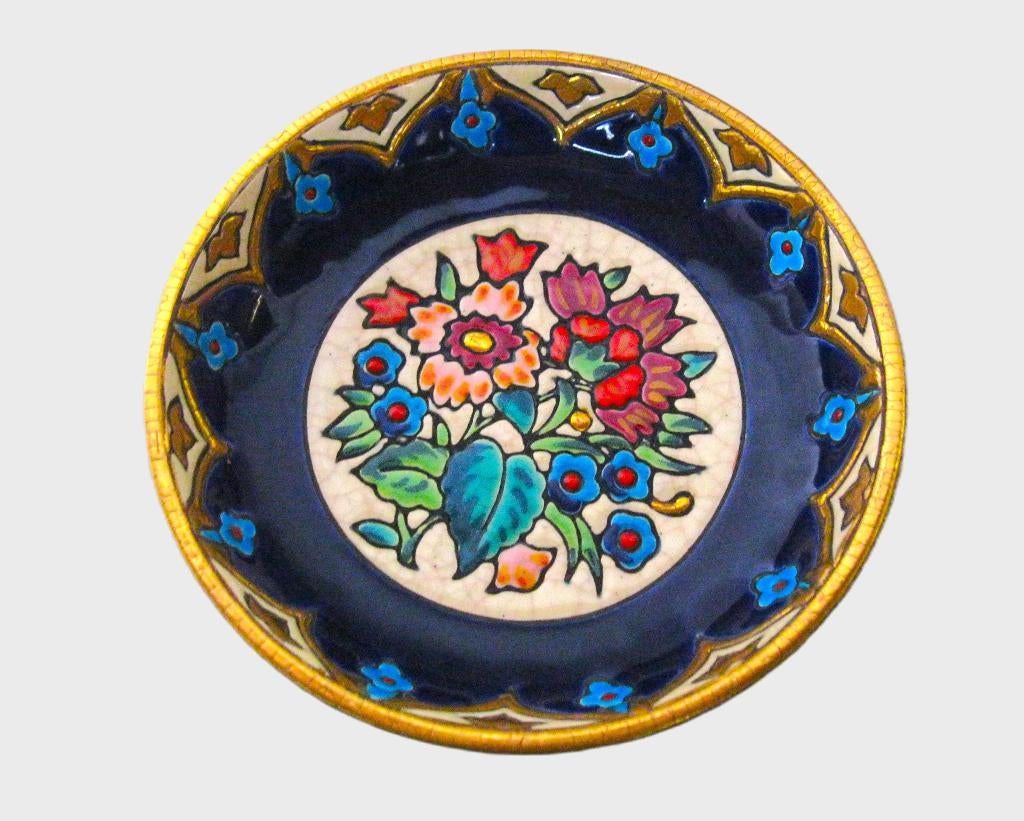 Prachtige Emaux de Longwy rond bord <1920/1930>., Enlèvement