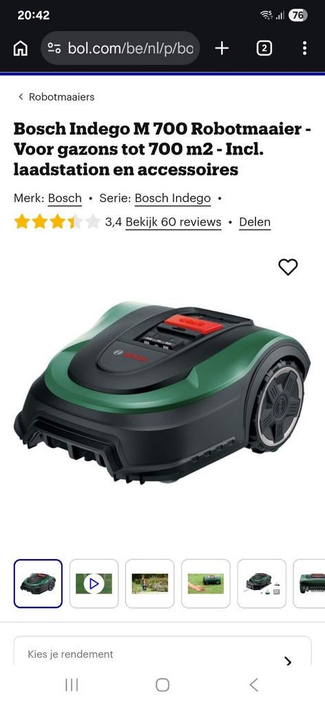 Bosch indego M700 robotmaaier grasrobot, Ophalen