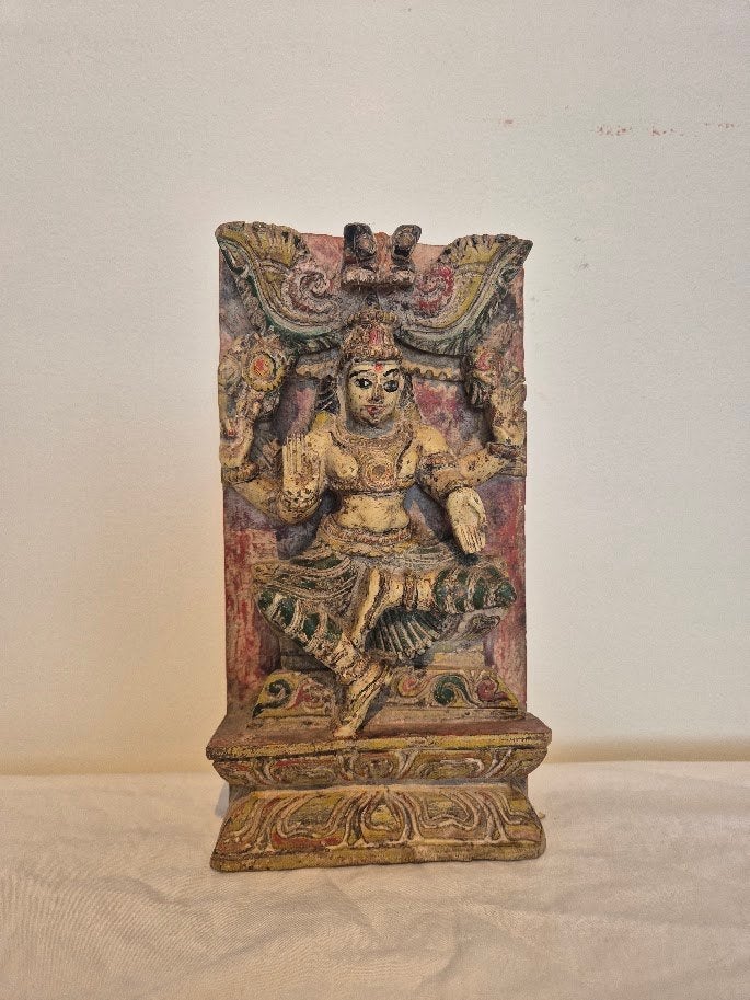 Antique Indian Hand-Carved Wooden Hindu Panel / Altar Piece, Antiquités & Art, Bois, Enlèvement ou Envoi, Asie, Religion