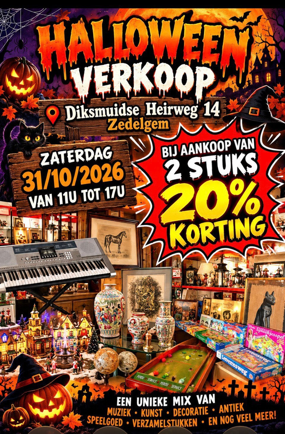 Grote Halloweenverkoop zaterdag 31/10/2026, Diversen, Ophalen, Zo goed als nieuw