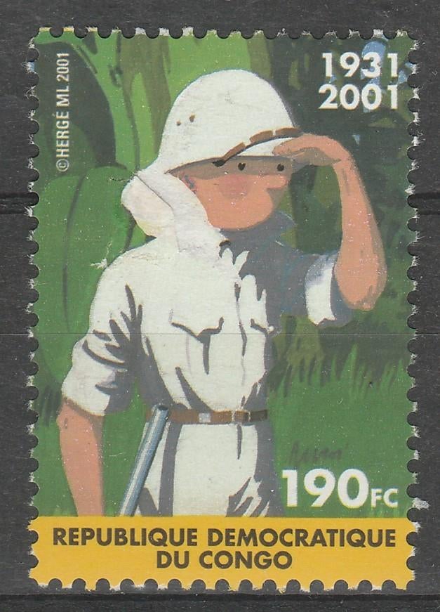 D.R. Congo 2001 Kuifje in Congo **, Postzegels en Munten, Ophalen of Verzenden, Overige landen, Postfris