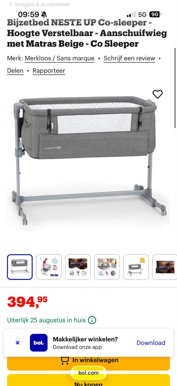 Co-sleeper van Kinderkraft . Bedje mer matras ., Ophalen, Gebruikt, Ledikant