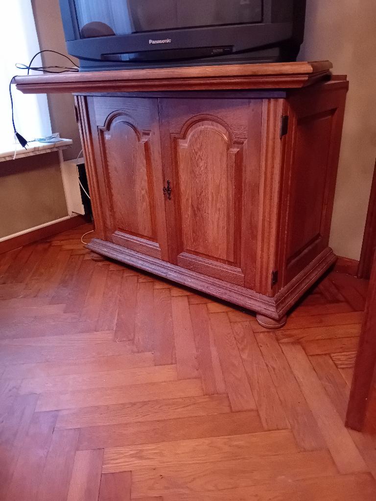 Eiken kast met draaibaar plaat/plateau, Ophalen, Gebruikt, 100 tot 150 cm, Eikenhout