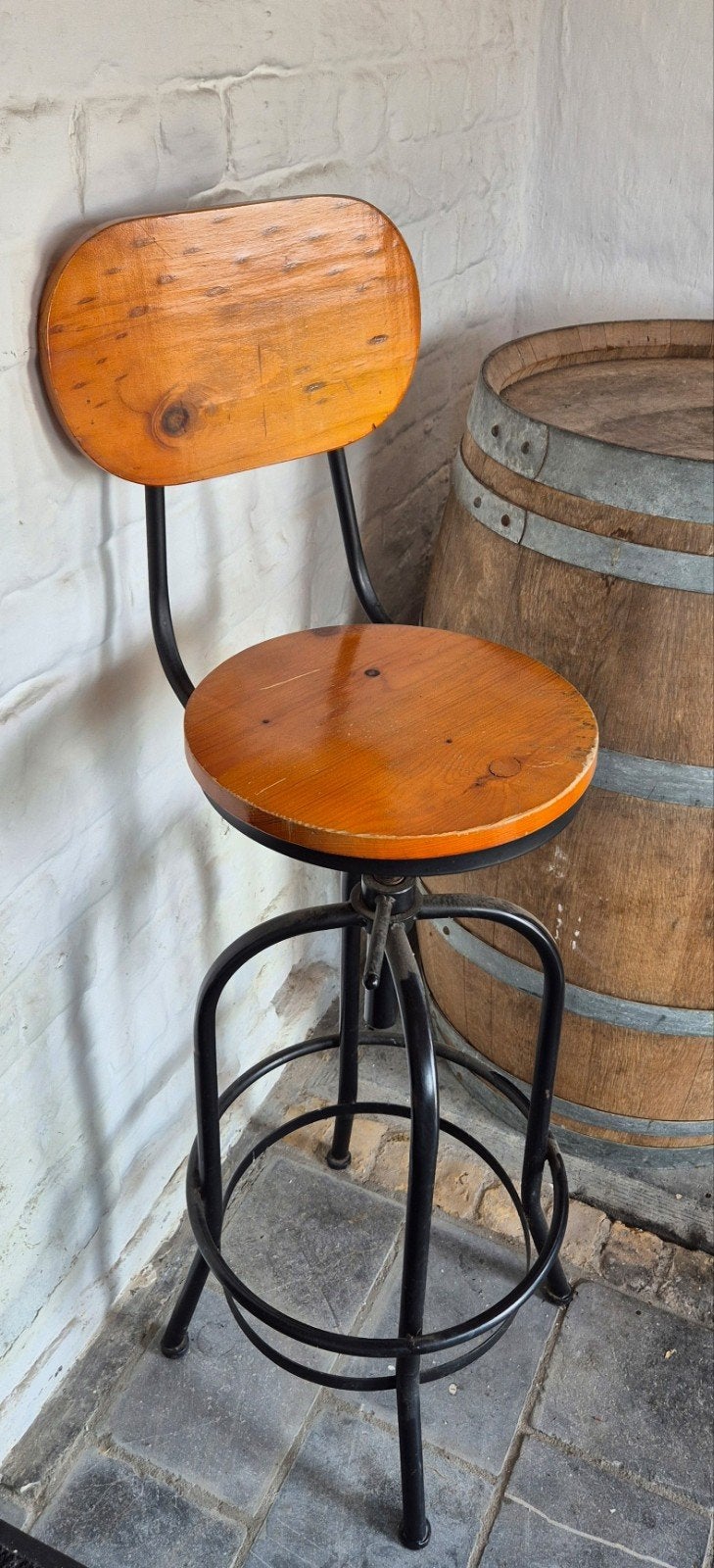 Vintage Barstoel met Spindel – Industrieel Design, Maison & Meubles, Tabourets de bar, Utilisé, Enlèvement