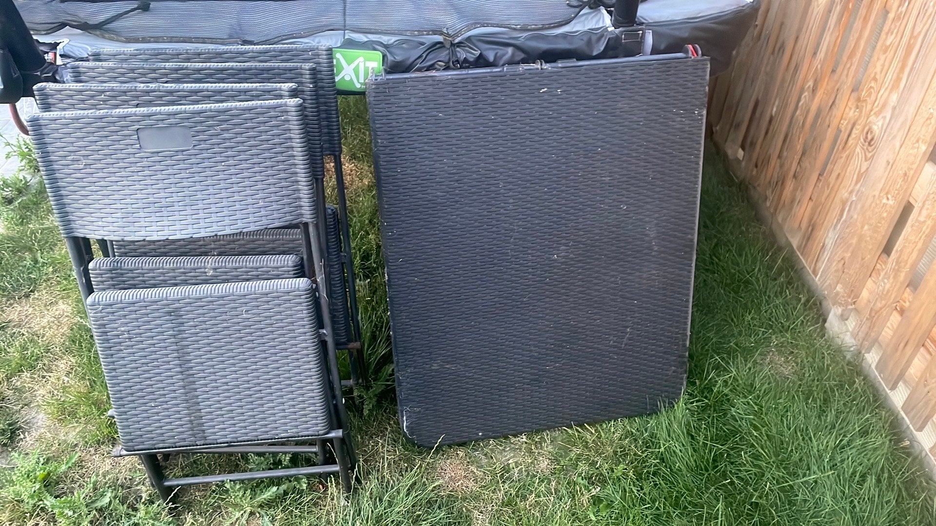 Plooitafel met 4 stoelen, Tuin en Terras, Ophalen, Gebruikt
