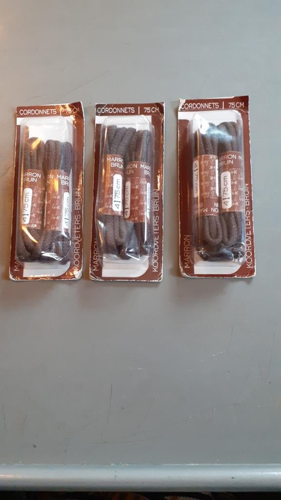 Lot de 6 paire de lacets cordonnet marron 75 cm, Ophalen of Verzenden