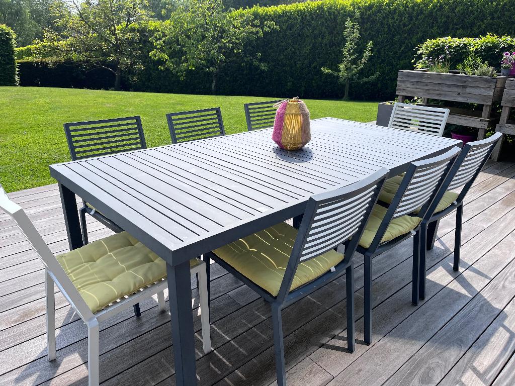 Table et chaises de jardin, Salons de jardin, Aluminium, 8 places, Enlèvement