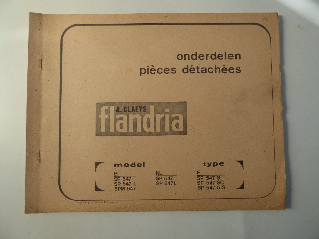 LISTE DES PIÈCES FLANDRIA, MODÈLE SP547-SP547L -SPM547, Enlèvement ou Envoi, Utilisé