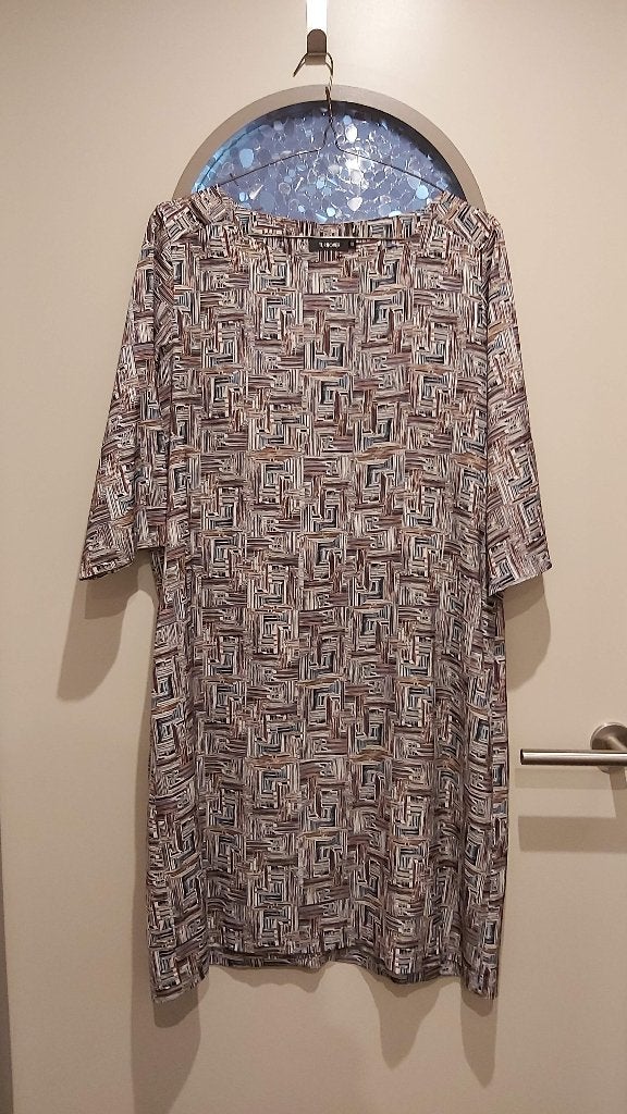 Turnover jurk met abstracte print - Maat 40, Vêtements | Femmes, Taille 38/40 (M), Enlèvement ou Envoi, Au-dessus du genou, Comme neuf