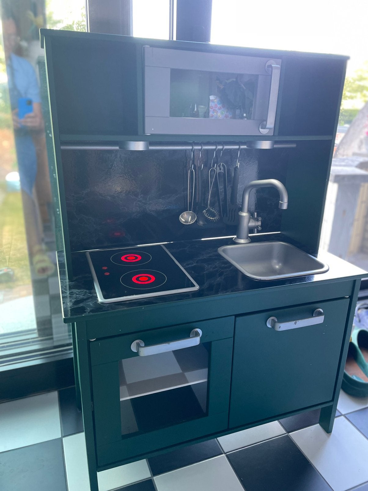 Kinder keuken customised Ikea keuken, donker groen met licht, Ophalen, Gebruikt, Speelkeuken, Hout