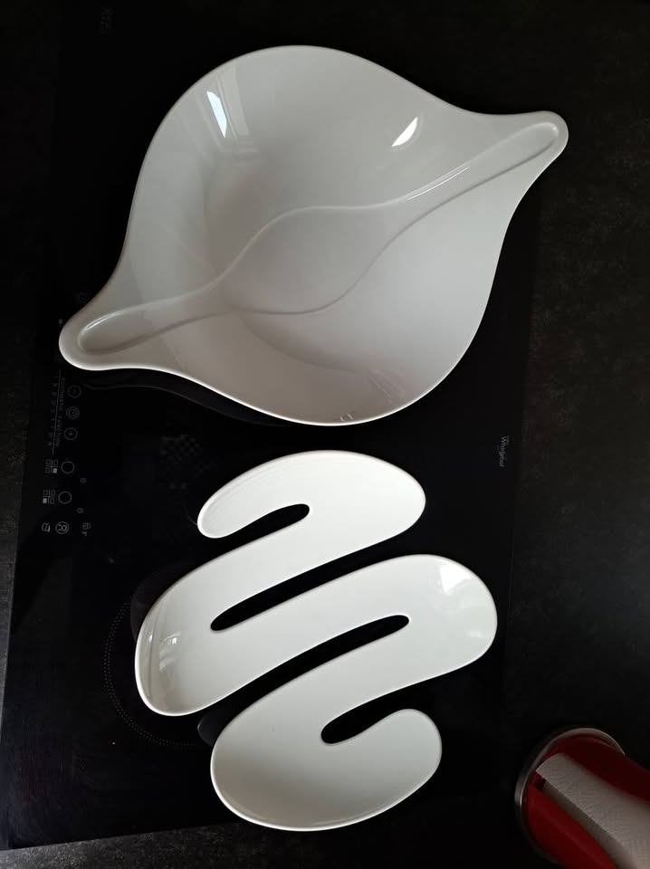 Koziol fruitschaal en saladeschaal met bestek (set van 2), Huis en Inrichting, Keuken | Servies, Kunststof, Ophalen of Verzenden