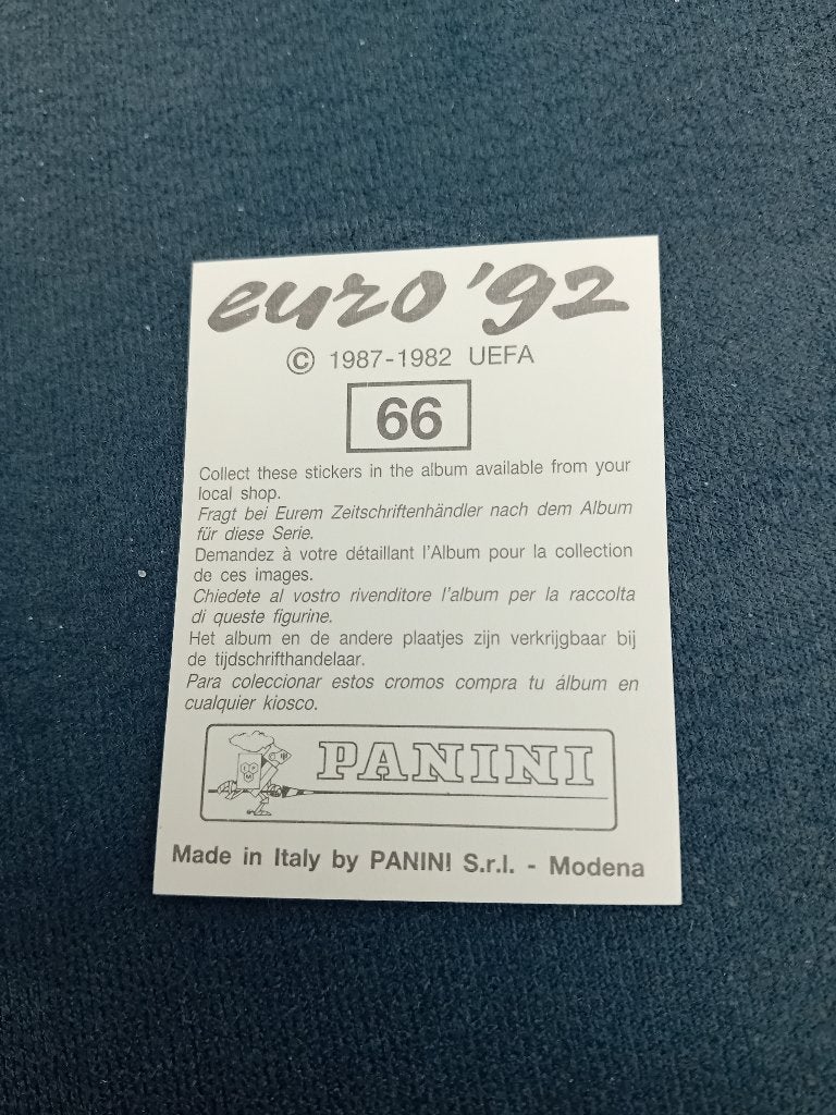panini sticker EURO 92 nr 66, Collections, Enlèvement ou Envoi, Neuf, Sport