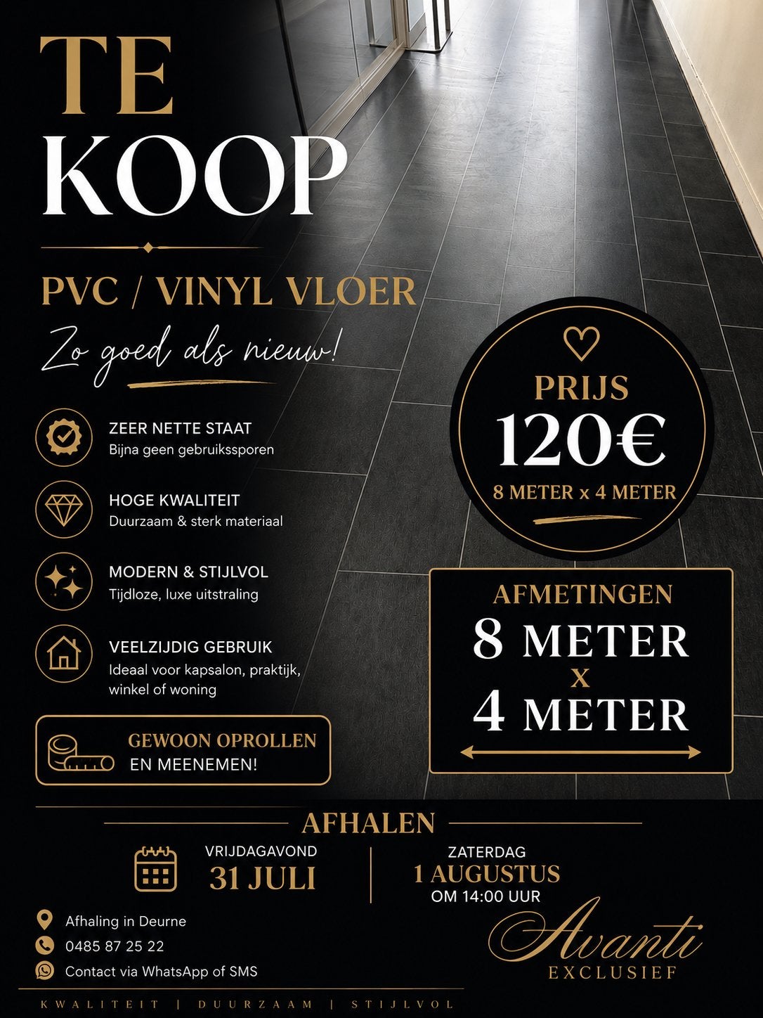 Vloerbekleding, Ophalen, Zo goed als nieuw