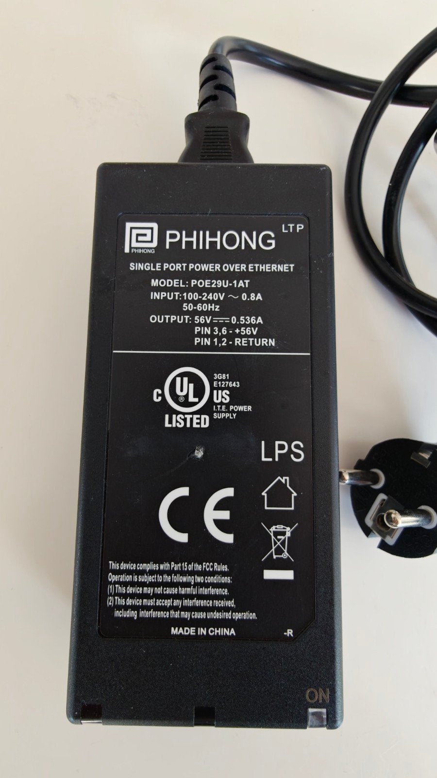 Phihong POE29U-1AT — Single Port PoE injector (56V / 30W) —, Computers en Software, Pc- en Netwerkkabels, Ophalen
