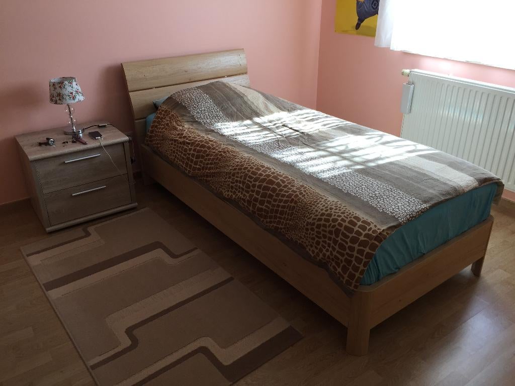 Volledige Slaapk.Te Koop–Complete Set zonder accessoires, Ophalen, Gebruikt, Eenpersoons, Beukenhout stijl