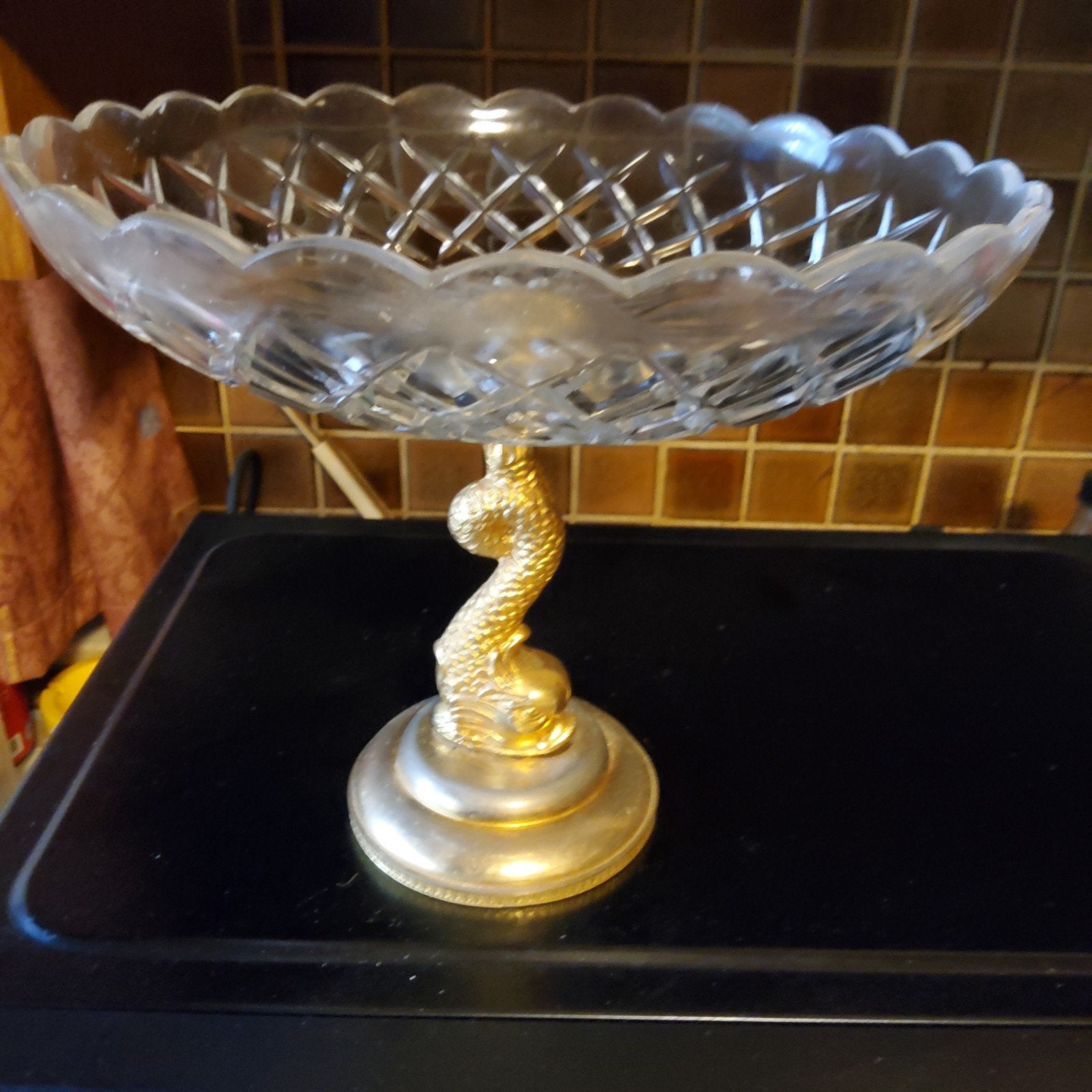 plat en verre sur pied, Antiquités & Art, Enlèvement
