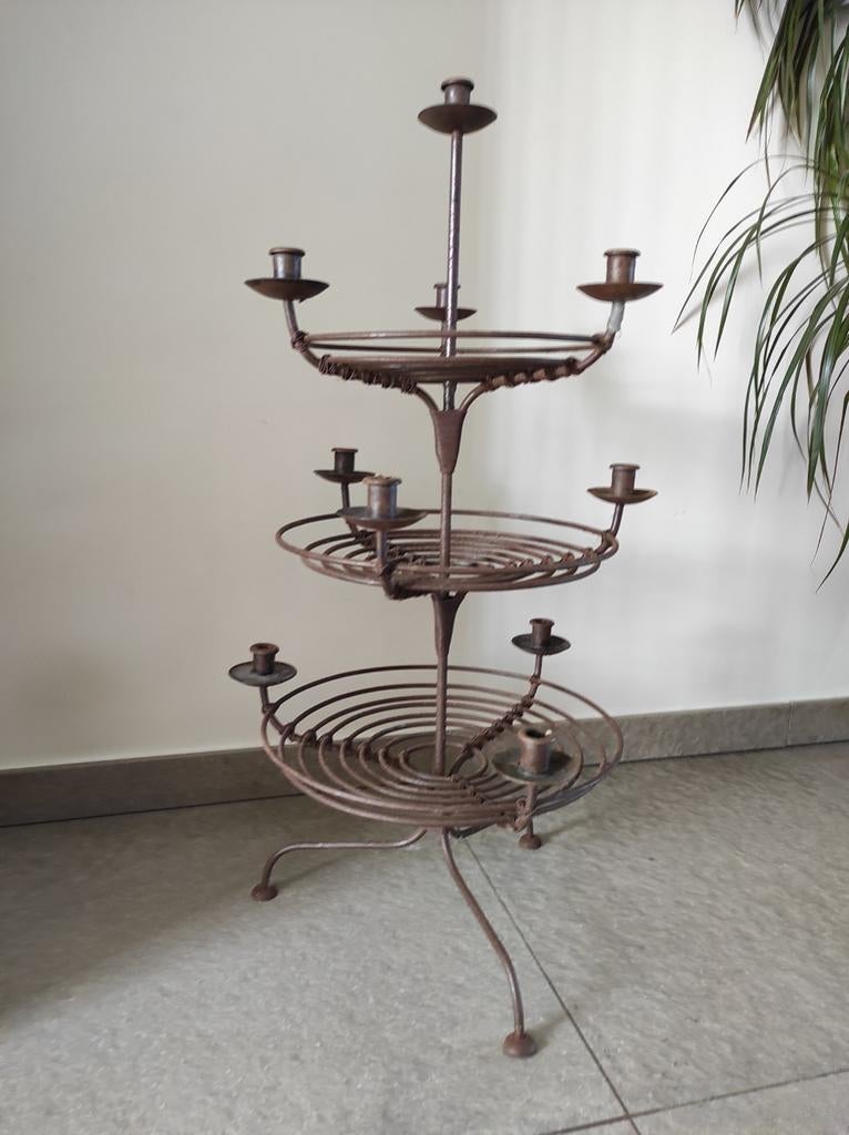 Ijzeren kandelaar voor 10 kaarsen. 85 cm hoog, 40 cm breed, Ophalen