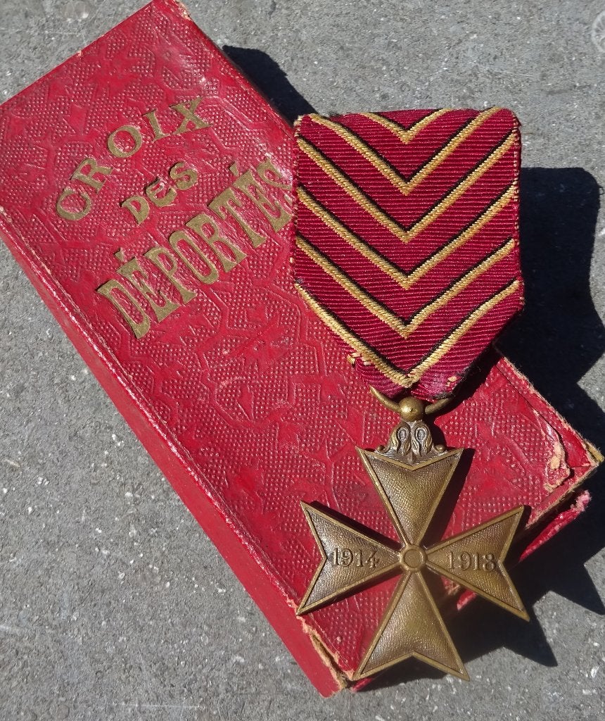 BELGIQUE 14/18 - CROIX DES DEPORTES + BOITE, Collections, Objets militaires | Général, Envoi, Armée de terre, Ruban, Médaille ou Ailes