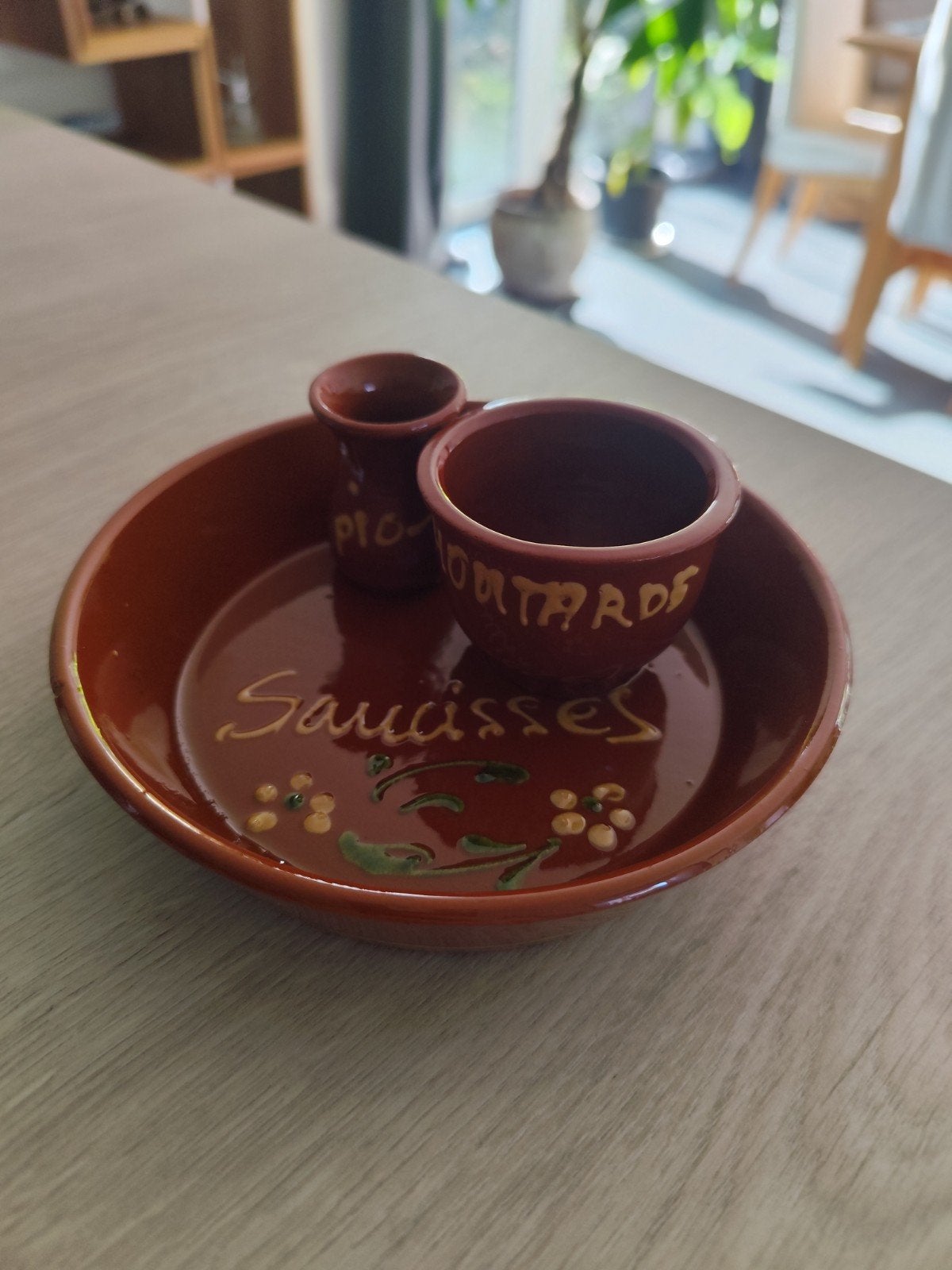 Plat à saucisses vintage en terre cuite – Apéritif rétro, Antiquités & Art, Enlèvement ou Envoi