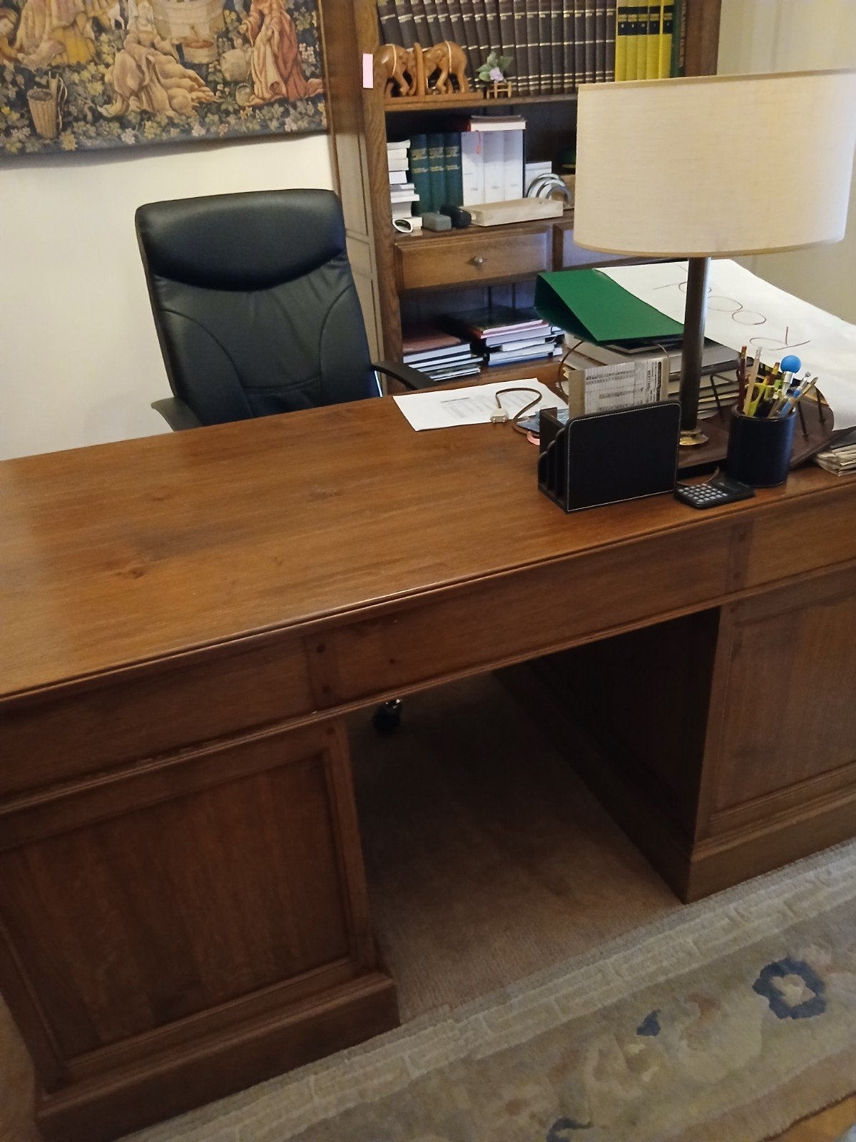 Prachtig klassiek houten directiebureau / partnersdesk – war, Huis en Inrichting, Klassiek, Ophalen