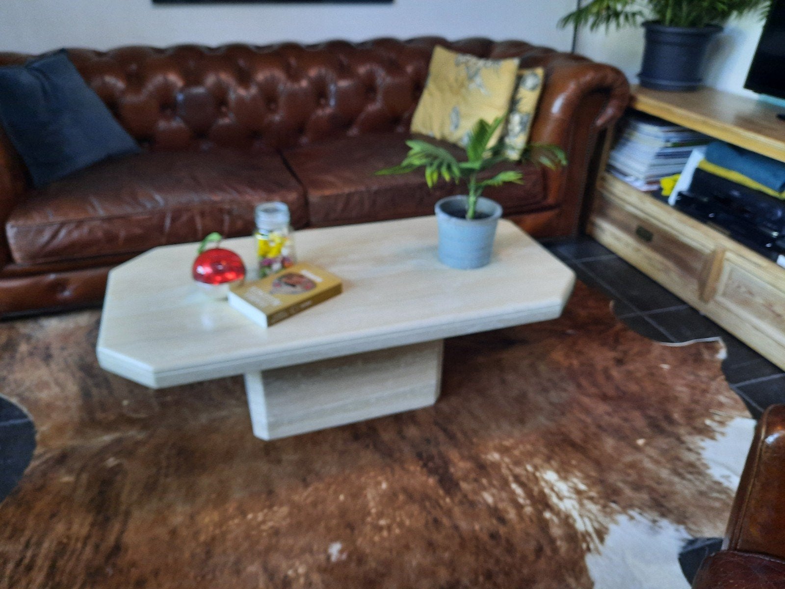 table basse en travertin, Enlèvement, Comme neuf