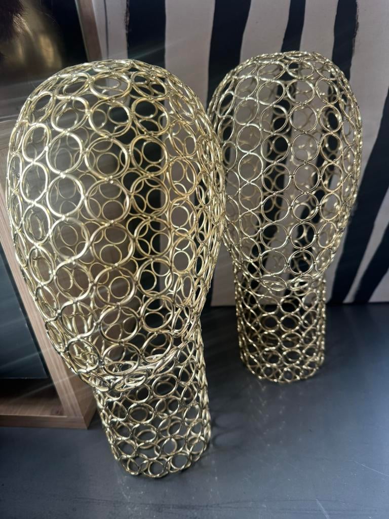 2 têtes design en métal doré, Enlèvement ou Envoi, Neuf