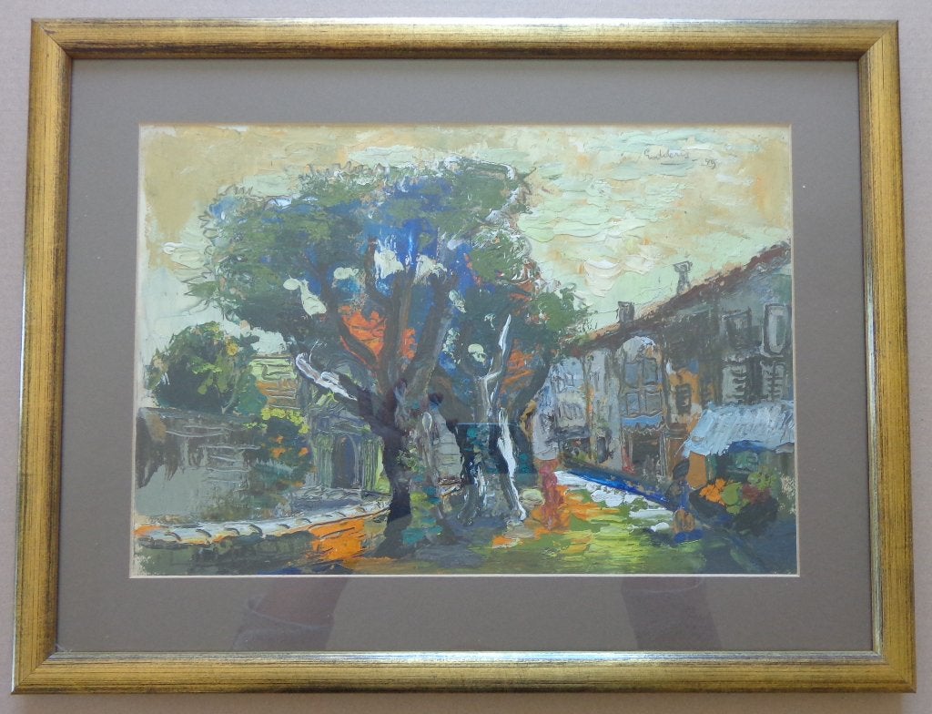 JACK GODDERIS / BOMEN NAAST HUIS / OLIEVERF / 40x52cm KADER, Enlèvement ou Envoi