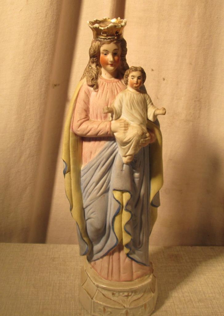 Prachtig Oude Beeld van Maria en Jezus - 28cm, Antiek en Kunst, Antiek | Religieuze voorwerpen, Ophalen of Verzenden