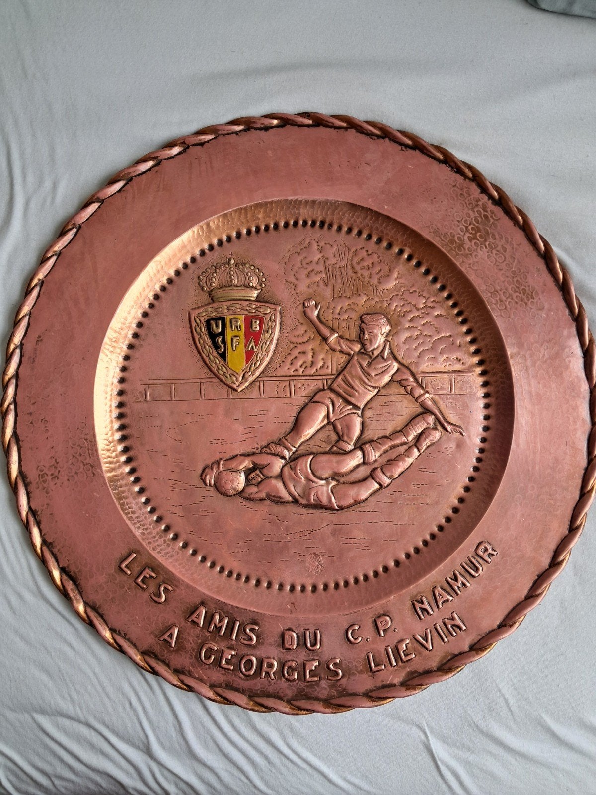 Plaque de remerciement en cuivre., Antiquités & Art, Antiquités | Bronze & Cuivre, Cuivre