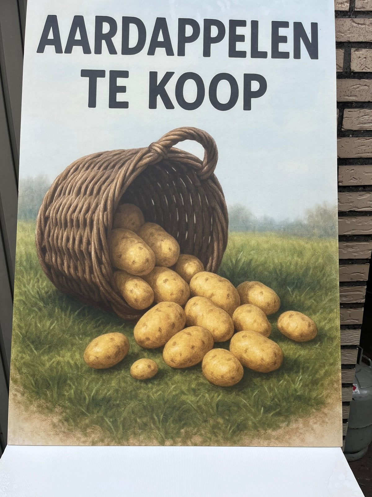 Reclame bord  voor aardappelen, Ophalen